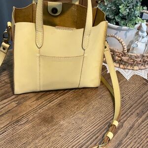 Portland Leather Goods Lola Tote Purse Crossbody pale Yellow Leather Vanilla